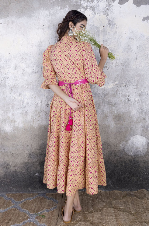 Red Sand Tired Maxi Dress with Belt