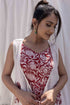 Red Pomegranate Print Flared Dress with Cape (set of 2)