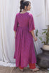 Magenta Printed Gathered Kurta with Pant (set of 2)