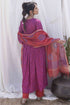Magenta Printed Gathered Kurta with Pant and Dupatta (set of 3)