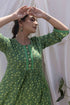 Jungle Green Printed Gathered Kurta with Pant (set of 2)