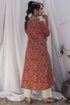 Red Jaal print A-line Kurta with Pant (set of 2)