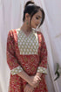 Red Jaal print A-line Kurta with Pant (set of 2)