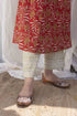 Red Jaal print A-line Kurta with Pant (set of 2)