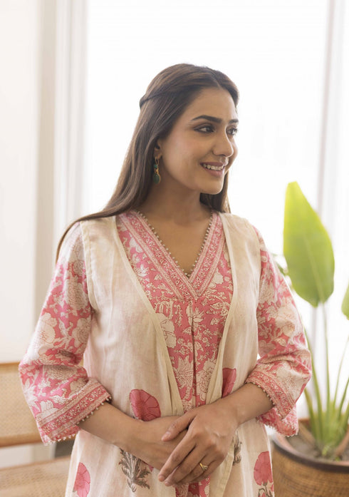 Rose pink Co-Ord set with jacket (set of 3)