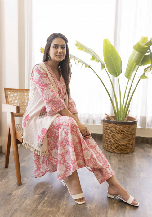 Rose pink Co-Ord set with jacket (set of 3)