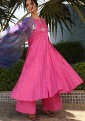 Magenta Anarkali Kurta with Palazzo and Dupatta (Set of 3)
