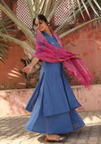 Royal Blue Kurta with Sharara and Dupatta (Set of 3)