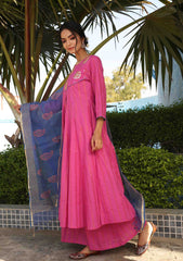 Magenta Anarkali Kurta with Palazzo and Dupatta (Set of 3)