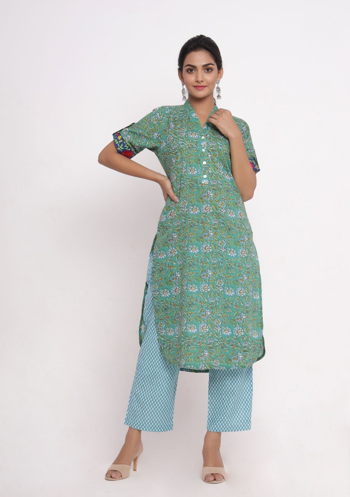 Aqua Green Comfort Kurta with Pant (Set of 2)