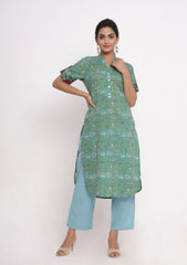 Aqua Green Comfort Kurta with Pant (Set of 2)