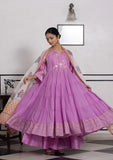 Utsav Rich Lilac Anarkali suit Set with Gota Work. (set of 3)