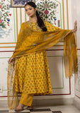 Rang Mustard Flared Kurta with Pant and Dupatta (set of 3)