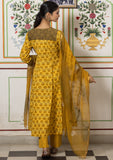 Rang Mustard Flared Kurta with Pant and Dupatta (set of 3)