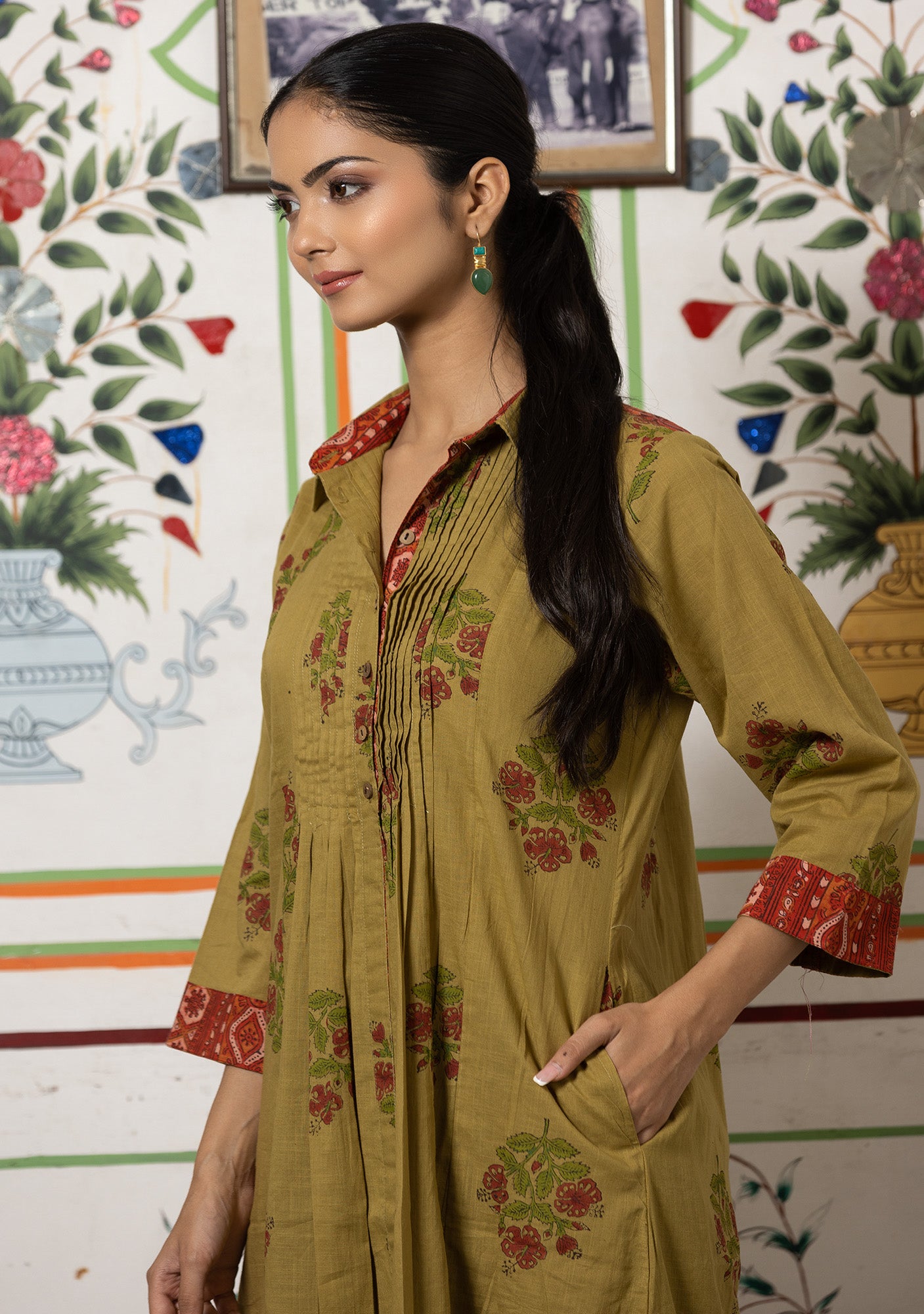 Rang Mehendi Green Comfort Kurta with Pant. (set of 2)