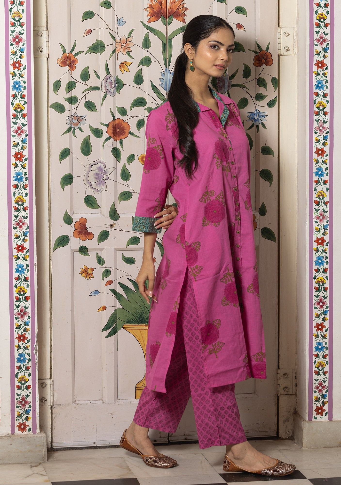 Rang Rani Pink Comfort Kurta with Pant. (set of 2)
