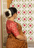 Varuna Gold Yellow Ajrakh Print Saree with Red Blouse
