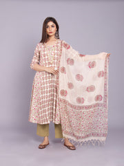 Green Doby A-Line Kurta with Pant And Dupatta (Set Of 3)