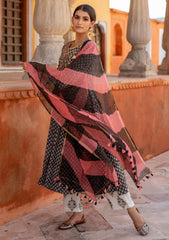 Bagru Black Booti Gota Patti Anarkali Suit (Set of 3)
