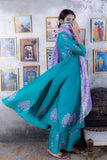 Pine Green Chanderi Anarkali Suit with Gota Dupatta (Set of 3)