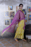 Yellow Block Printed Chanderi Suit with Gota Dupatta (Set of 3)