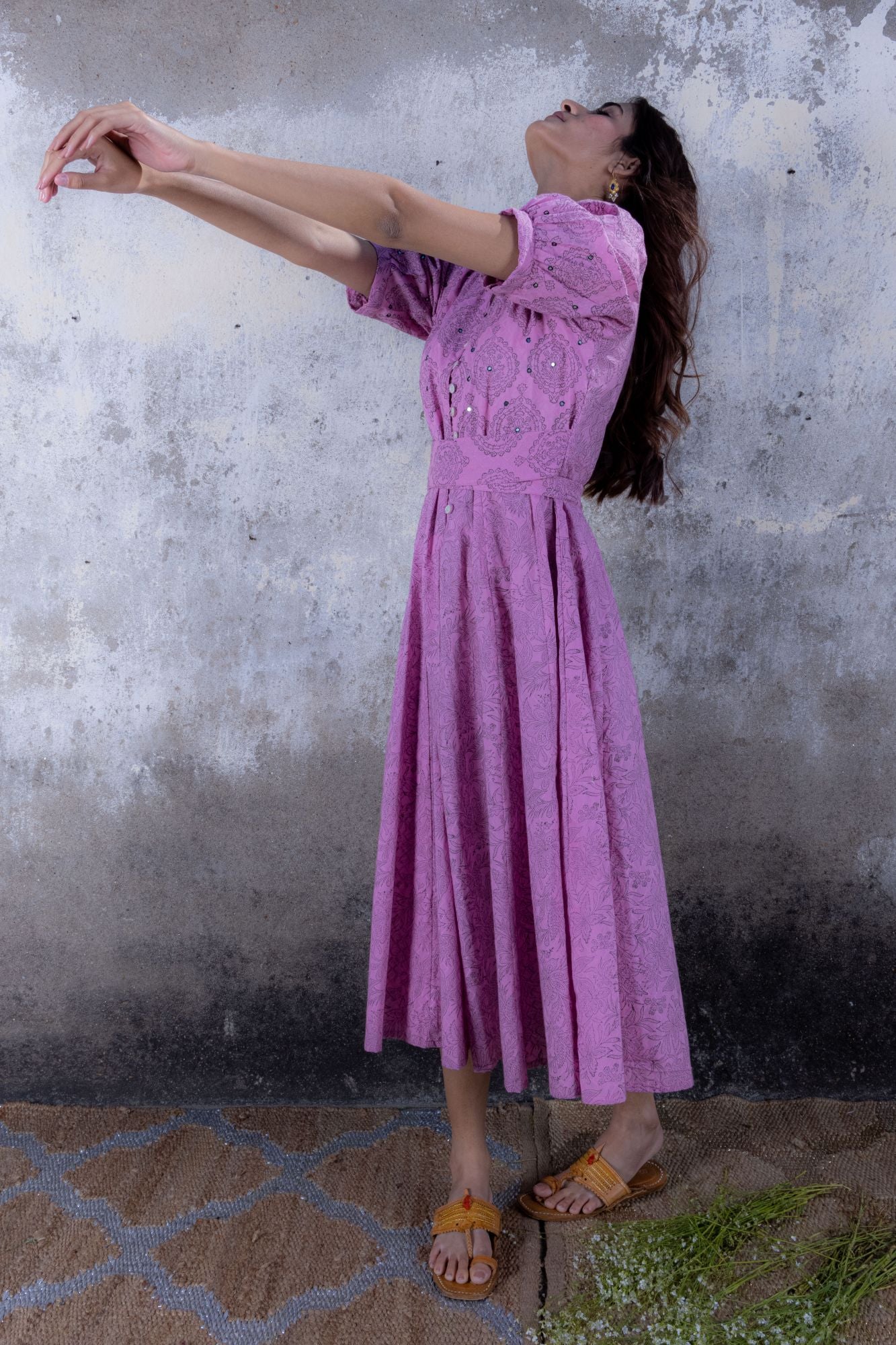 Carnation Pink Flared Midi Dress