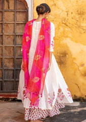 Off White Voile Gota Patti Anarkali Suit (Set of 3)