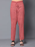 Maroon Jaal Print A-Line Kurta with Pant (Set of 2)