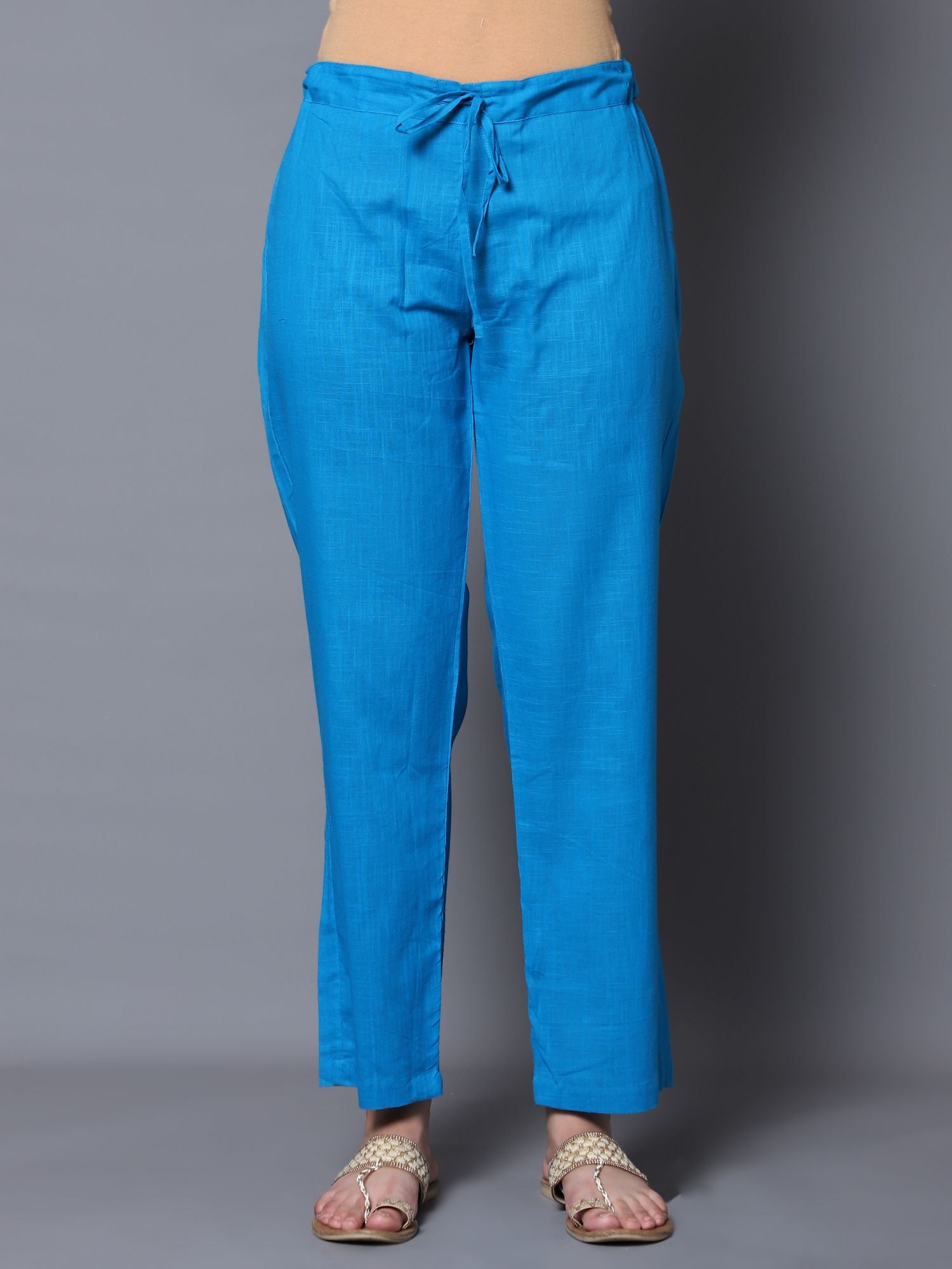 Turquoise Blue Zari Work Kurta with Pant (Set of 2)