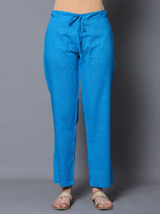 Turquoise Blue Zari Work Kurta with Pant (Set of 2)