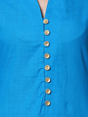 Turquoise Blue Zari Work Kurta with Pant and Dupatta (Set of 3)