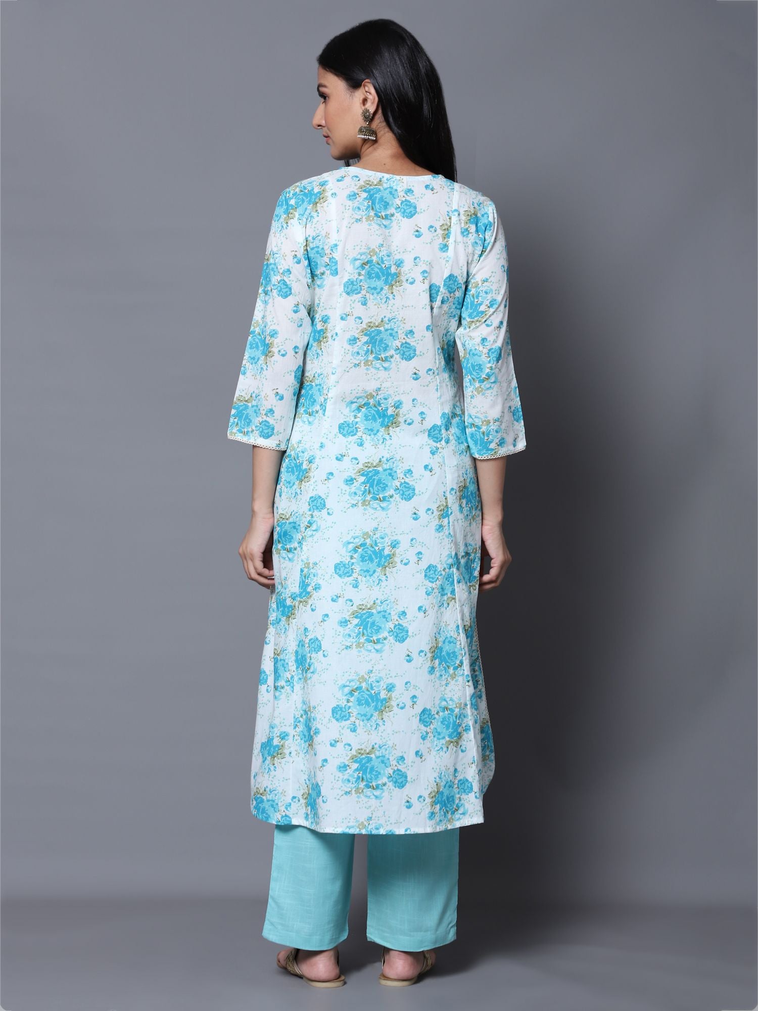 Blue Rose A-line Kurta with Pant (Set of 2)