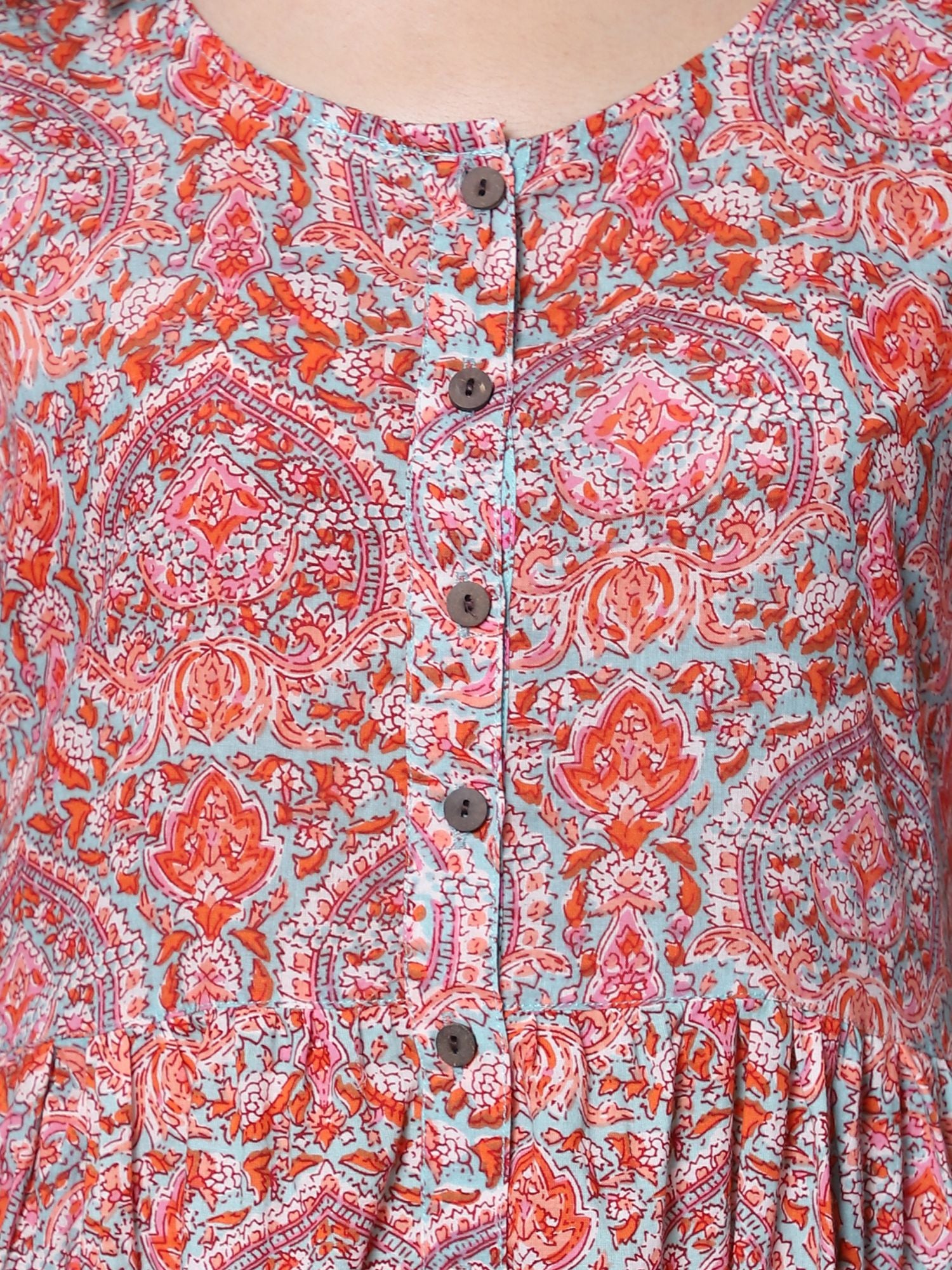 Pink Mughal Jaal Anarkali Kurta with Pant (Set of 2)