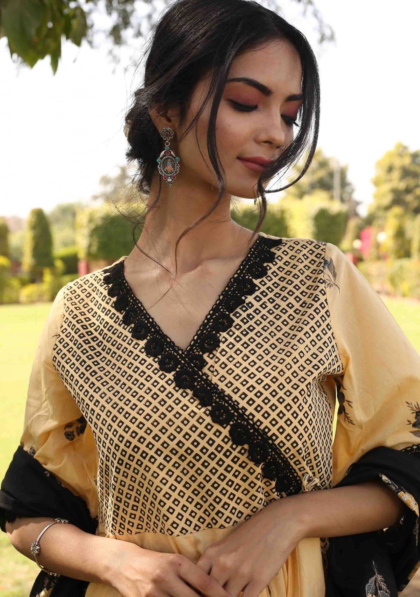 Mellow Floral Pearl Anarkali Dress with Dupatta (Set of 2)