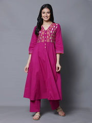 Wild Berry Embroidered Anarkali Kurta with Pant (Set of 2)