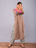 Tulip print Straight kurta with Block Printed Pant. (set of 2)