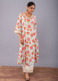 Baby Blue Floral Print A-line kurta with Palazzo (Set of 2)