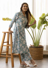 Persian Green Sanganeri Print Co-Ord Set (set of 2)