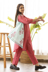 Amaranth Red Co-Ord Set with Jacket (set of 3)