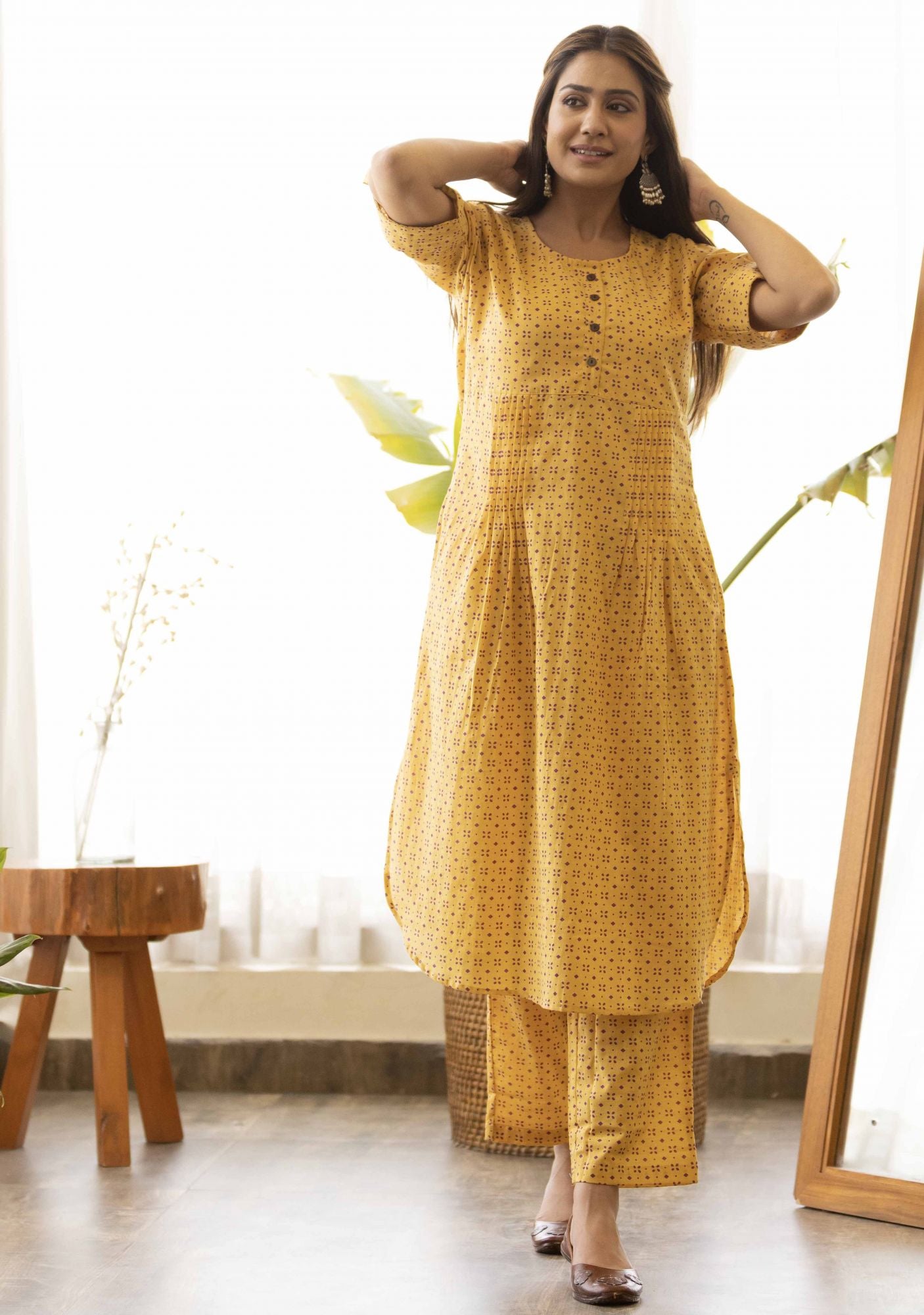Gold Yellow Discharge Print Co-Ord (set of 2)