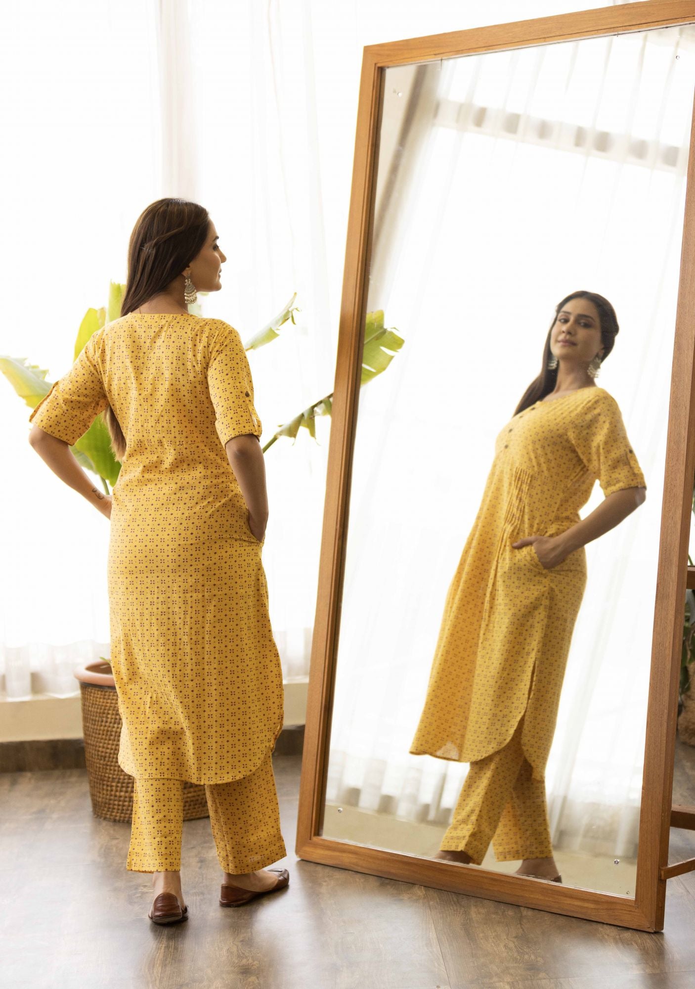 Gold Yellow Discharge Print Co-Ord (set of 2)