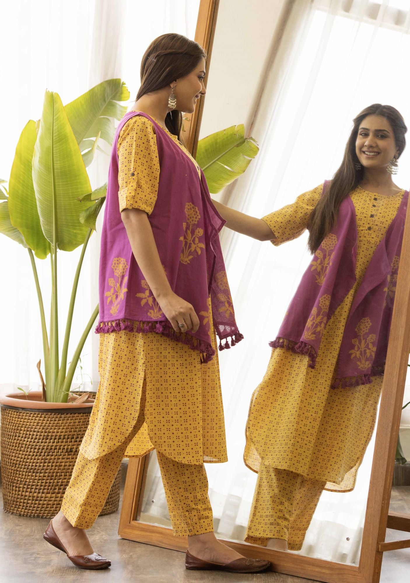 Gold Yellow Co-Ord Set with Jacket (set of 3)