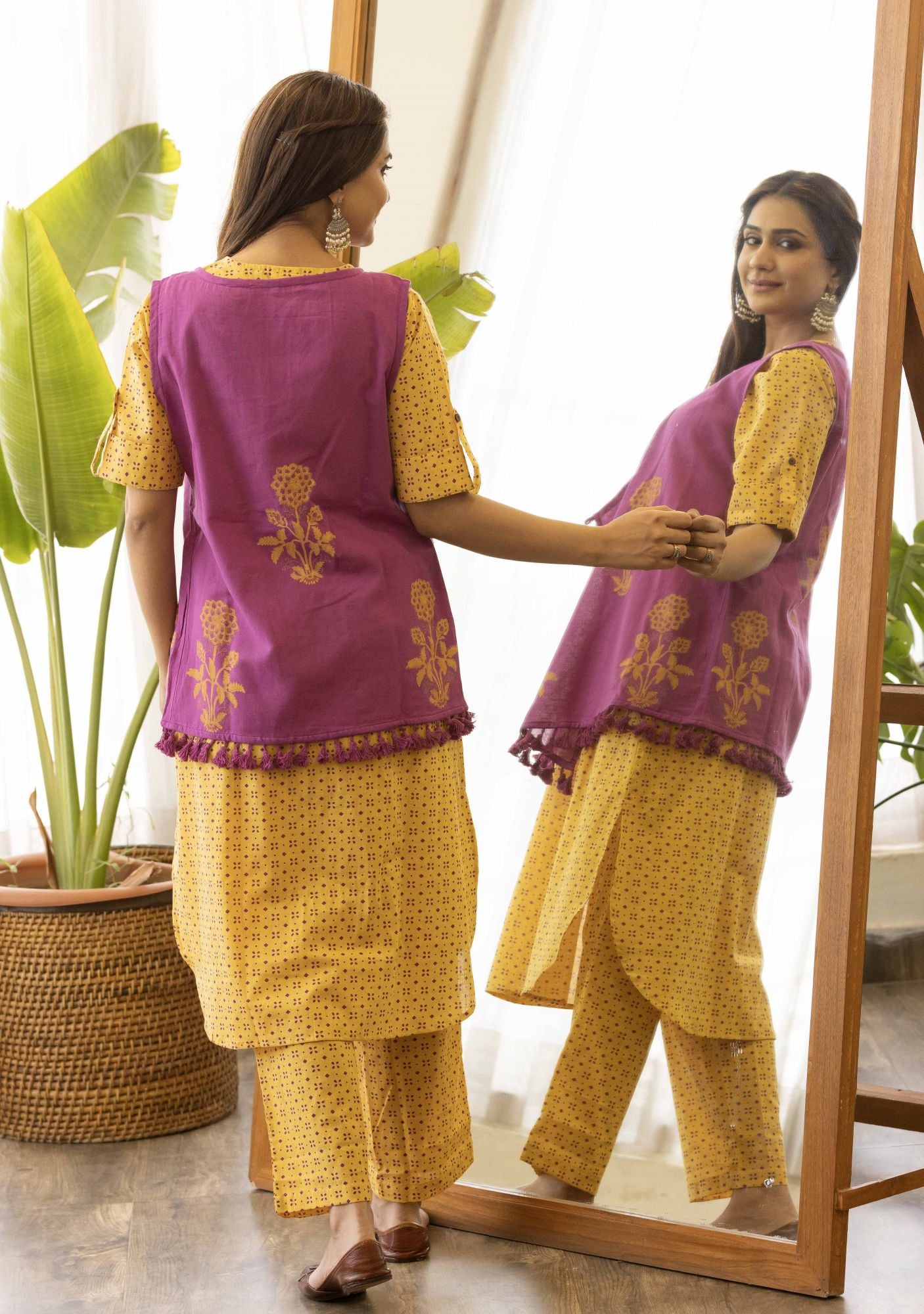 Gold Yellow Co-Ord Set with Jacket (set of 3)