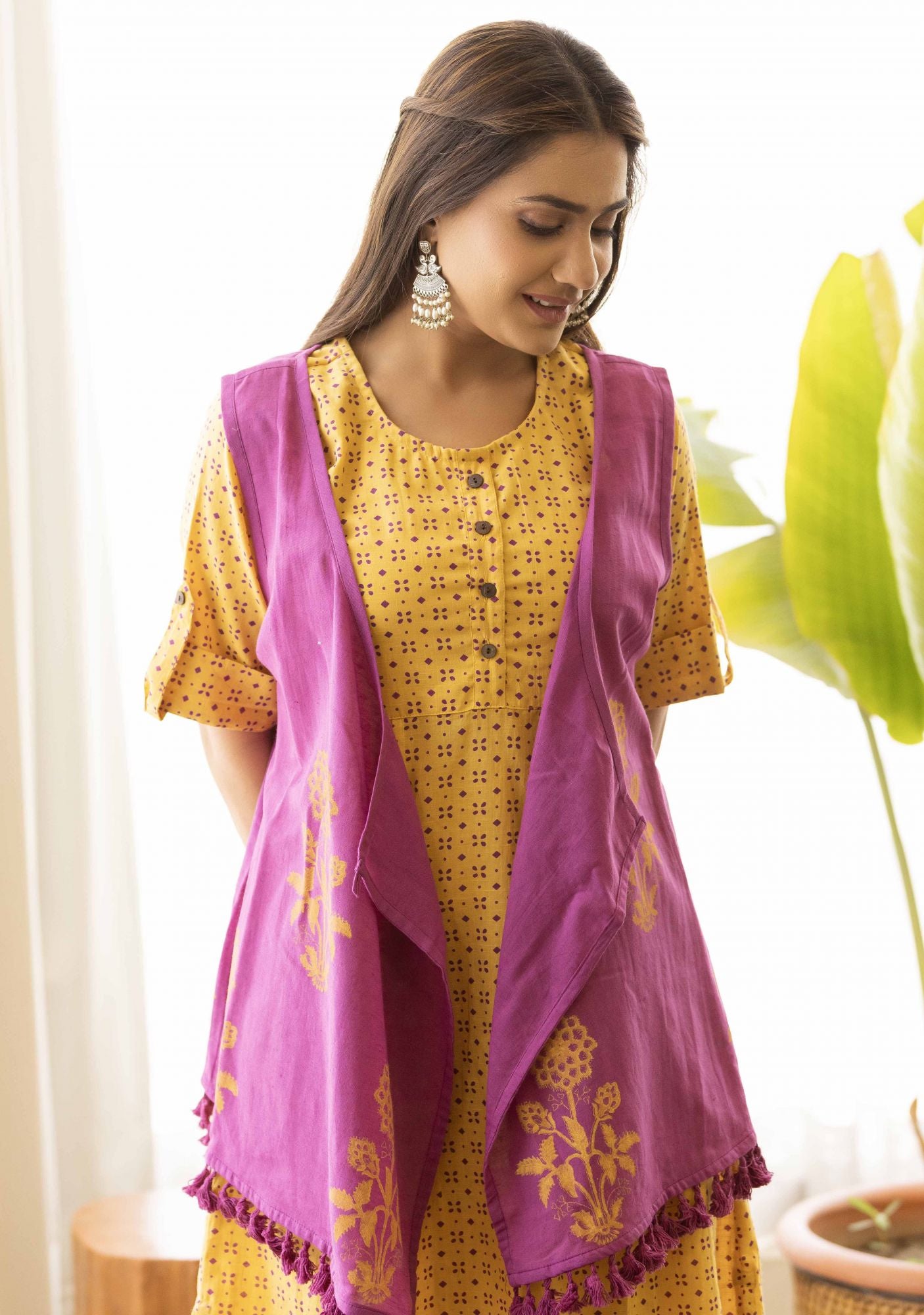 Gold Yellow Co-Ord Set with Jacket (set of 3)